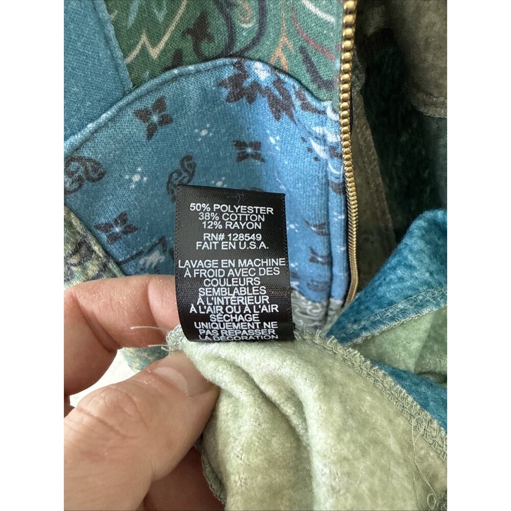 AVIATOR NATION-BANDANA QUILTED Relaxed ZIip Hoodie-Blue-Unisex Medium-Washed 1 x - Picture 10 of 14